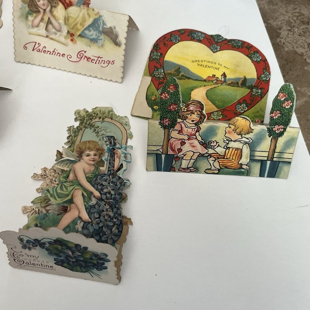 Vintage Valentine Card Lot Mechanical Stand Up Die Cut Honeycomb USA Germany - Picture 4 of 16